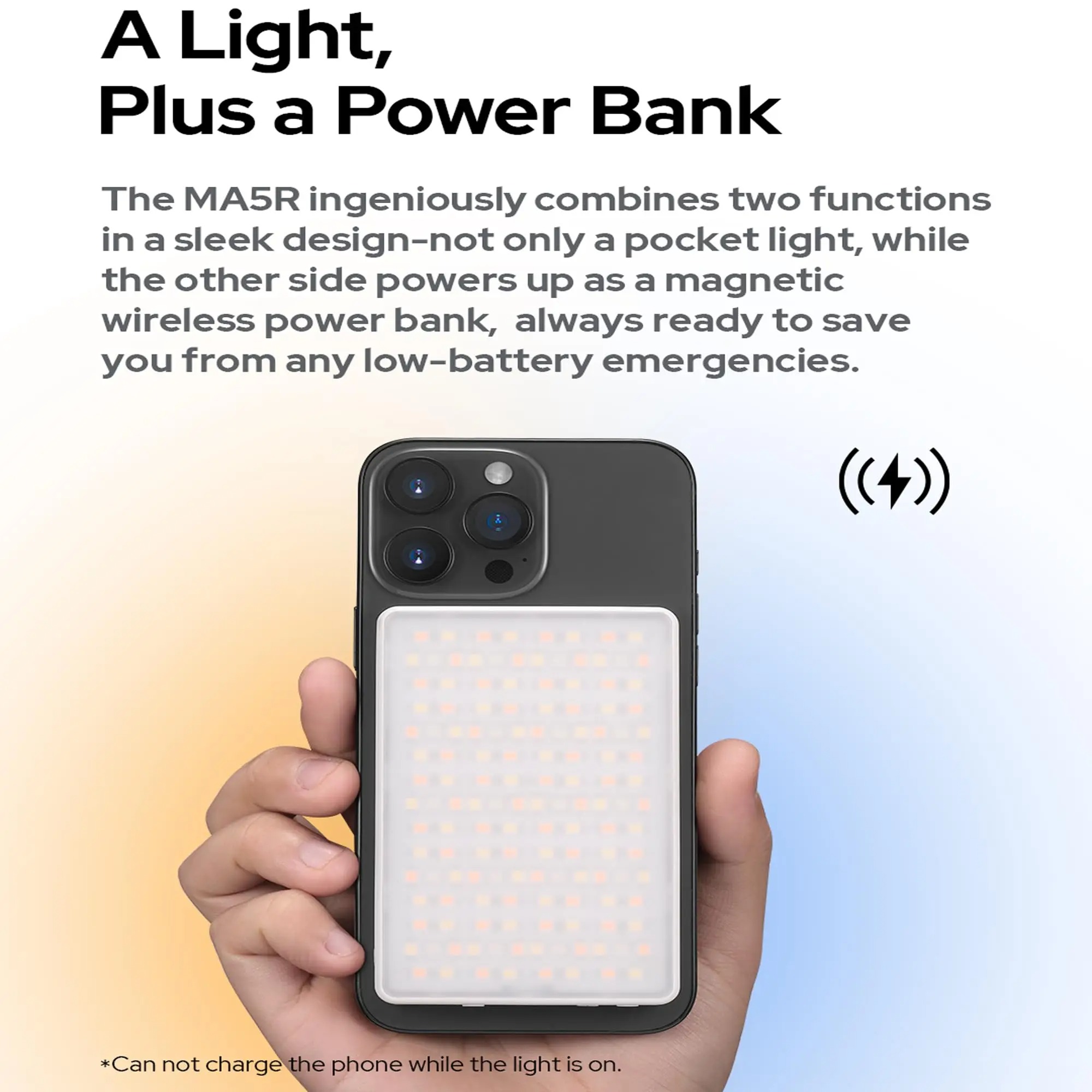 Gambar produk Godox Lampu Fill Light Smartphone Magnetic Power Bank RGBW 4900mAh - MA5R
