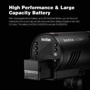 Gambar produk Godox Flash Camera Wireless 2.4GHz TTL 3in1 Color 2600mAh 300Ws - AD300Pro