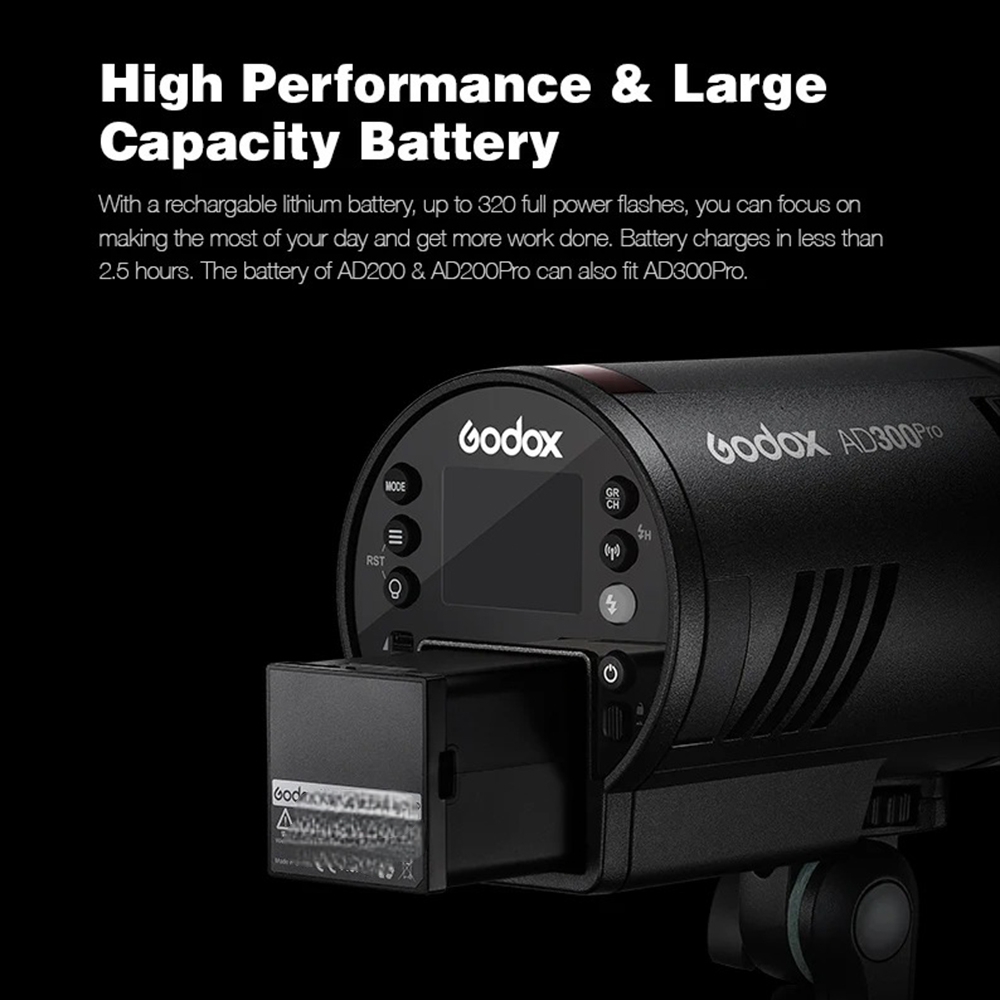 Gambar produk Godox Flash Camera Wireless 2.4GHz TTL 3in1 Color 2600mAh 300Ws - AD300Pro
