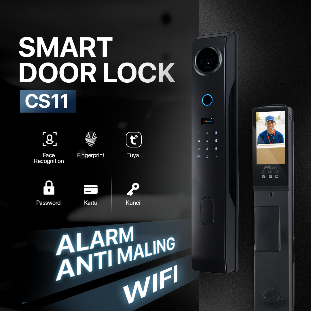 Glomarket Smart Door Lock Fingerprint Face Recognition Password Tuya - CS11 Gambar produk Glomarket Smart Door Lock Fingerprint Face Recognition Password Tuya - CS11