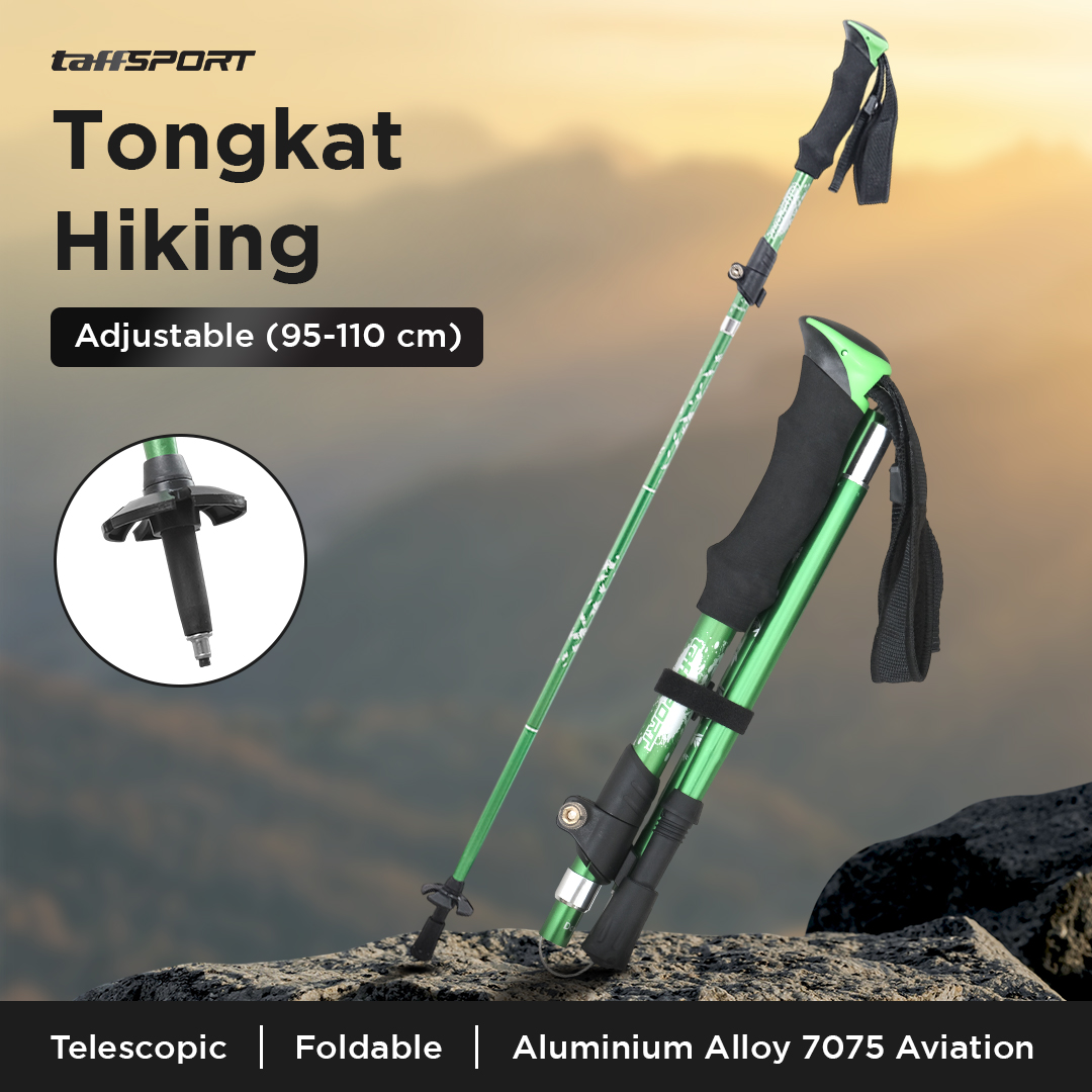 Gambar produk TaffSPORT Tongkat Hiking Lipat Trekking Pole Aluminium Alloy 110cm - 101