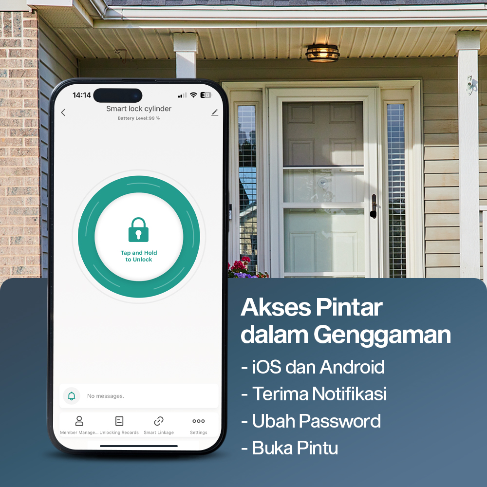 Gambar produk Juheenda Smart Door Lock Fingerprint Bluetooth Card Alarm Tuya Smart - S1
