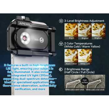 Gambar produk APEXEL Lensa Kamera HP Smartphone Microscope 300X LED with CPL Filter - APL-MS300