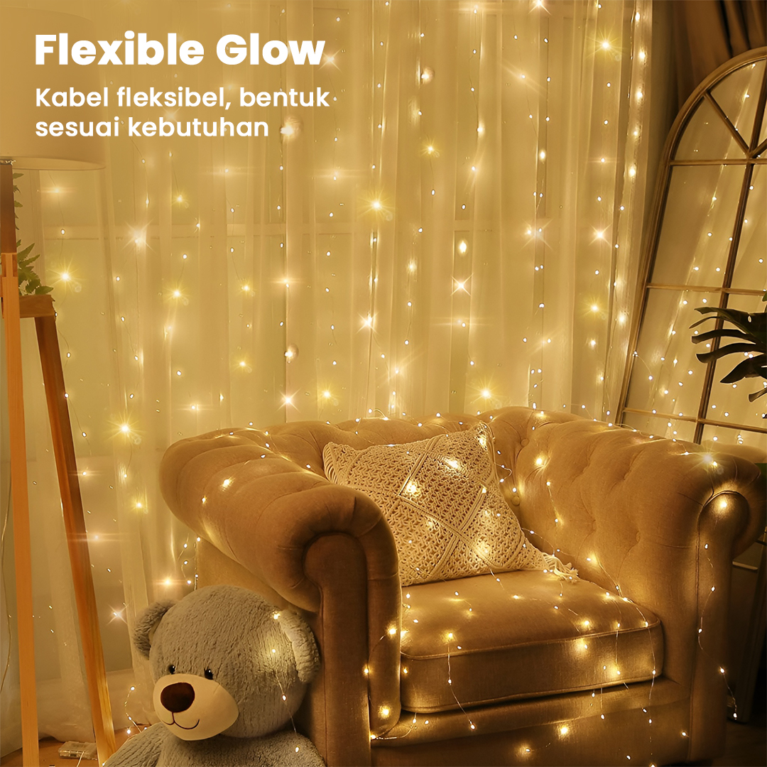 Gambar produk ANBLUB Lampu Hias Gorden String Lights USB 300 LED 3x3M with Remote - ANB300
