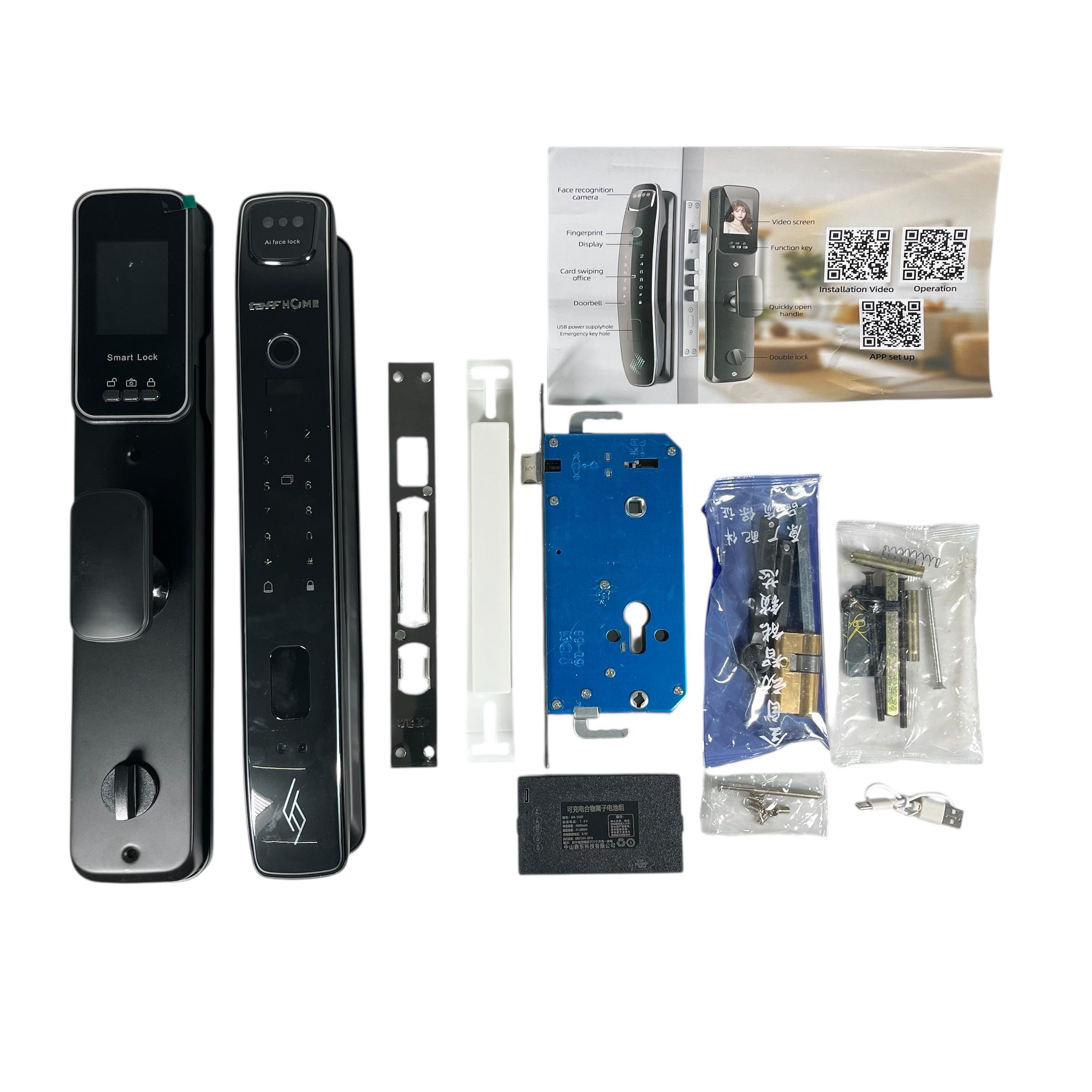Gambar produk TaffHOME Smart Door Lock Fingerprint Face Recognition Password Tuya - 5S