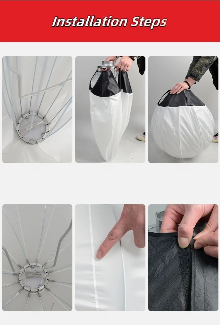 BSIDE Softbox Parabolik Lentera Reflector Lighting Bowens Mount 65cm - BS06 Gambar produk BSIDE Softbox Parabolik Lentera Reflector Lighting Bowens Mount 65cm - BS06