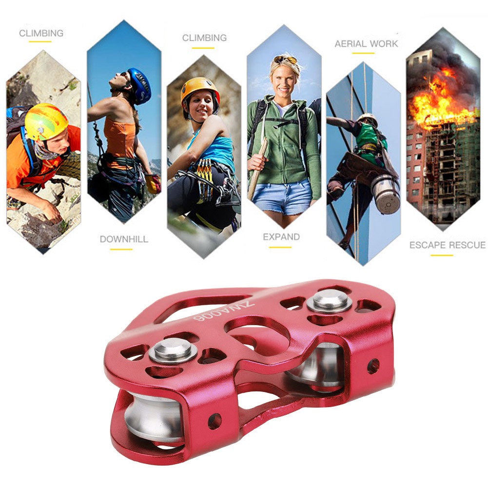 Gambar produk TaffSPORT Double Pulley Tandem Zipline Smooth Surface Aluminium 30kN - ZWA006