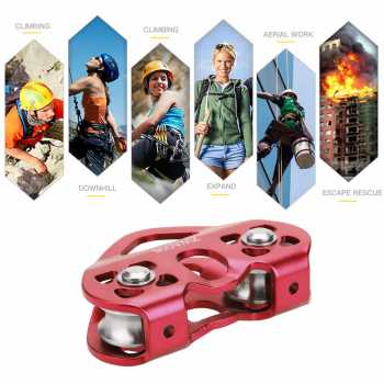 Gambar produk TaffSPORT Double Pulley Tandem Zipline Smooth Surface Aluminium 30kN - ZWA006