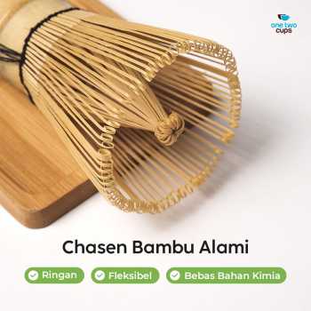 Gambar produk One Two Cups Chasen Bamboo Matcha Whisk Pengaduk Teh Jepang 84 Tangkai - FMCA