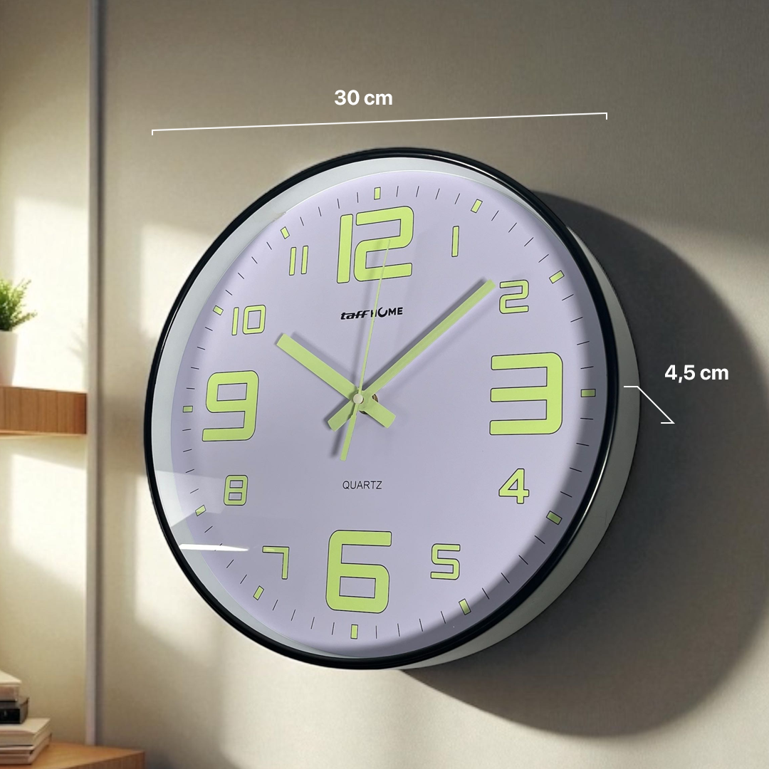 TaffHOME Jam Dinding Quartz Luminous Glow in The Dark Large Font 30cm - INU6 Gambar produk TaffHOME Jam Dinding Quartz Luminous Glow in The Dark Large Font 30cm - INU6