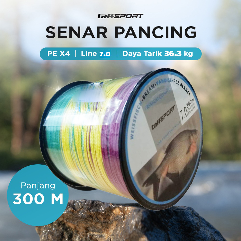 TaffSPORT Senar Tali Pancing 4 Braided Fishing Line Strong PE 300M 7.0 - DM3 Gambar produk TaffSPORT Senar Tali Pancing 4 Braided Fishing Line Strong PE 300M 7.0 - DM3