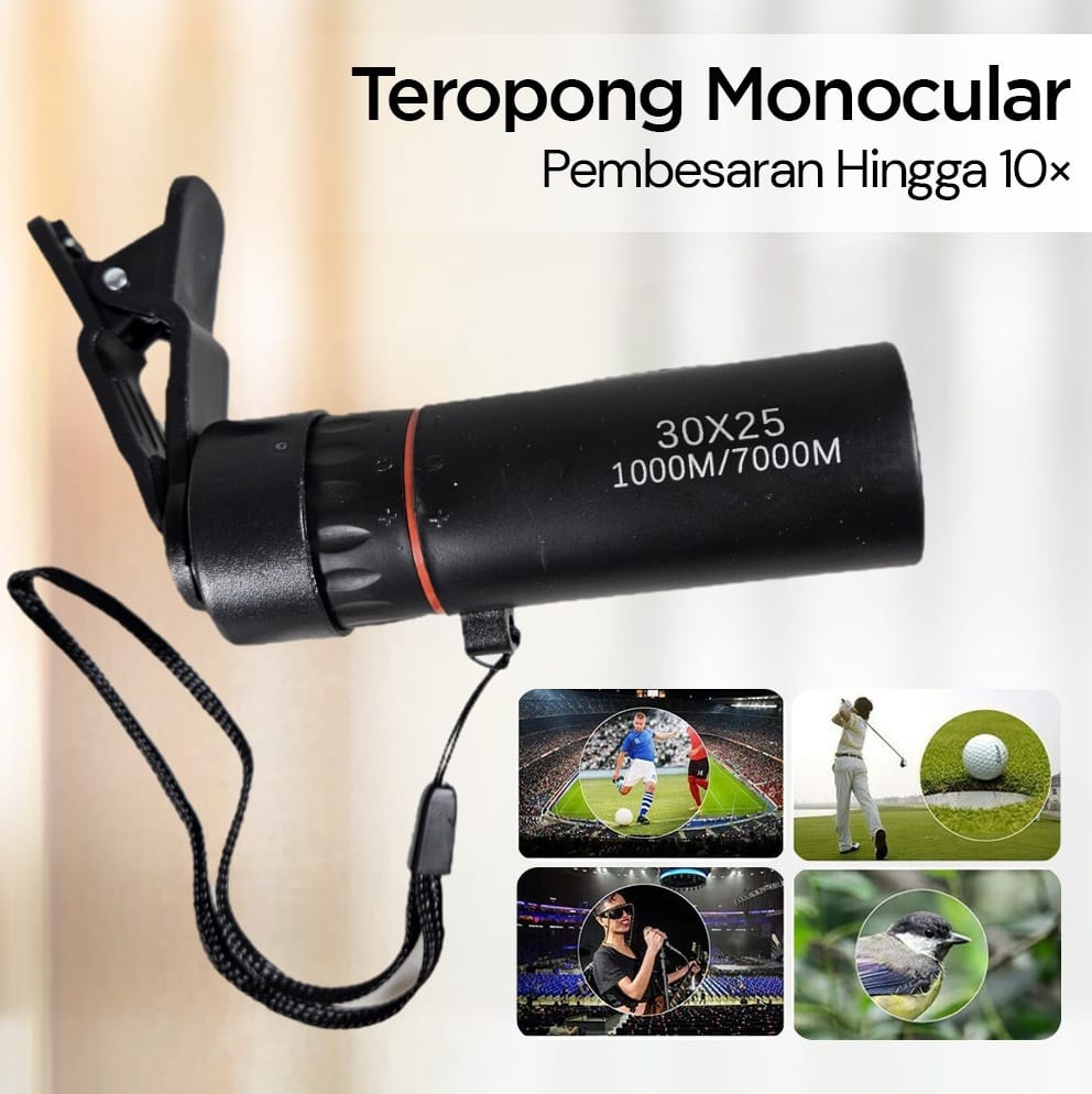 LUNA Teropong Monocular Zoom Telescope Compact 10X BAK4 - 579 Gambar produk LUNA Teropong Monocular Zoom Telescope Compact 10X BAK4 - 579
