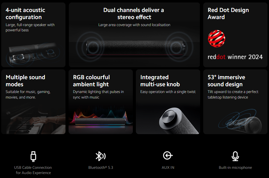 Gambar produk Redmi Desktop Speaker Bluetooth Stereo Dual Channel USB AUX RGB 25W - ASB02A