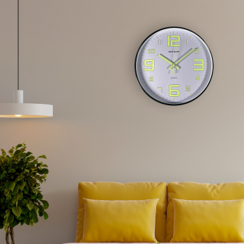 Gambar produk TaffHOME Jam Dinding Quartz Luminous Glow in The Dark Large Font 30cm - INU6