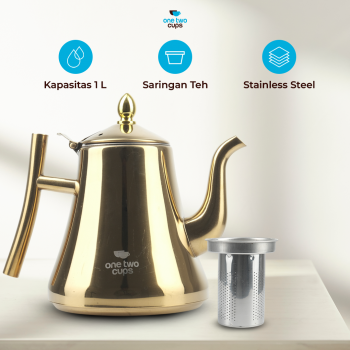 One Two Cups Teko Teh Stainless Steel Saringan Teapot 1.6L - HS4012