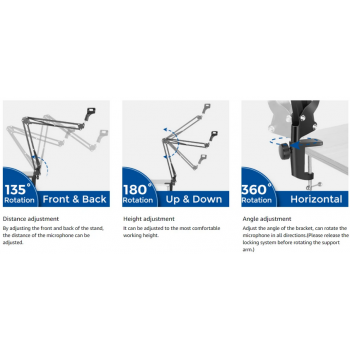 Gambar produk TaffSTUDIO Boom Arm Stand Suspensi Mikrofon Scissor Desk Clamp - NB-35