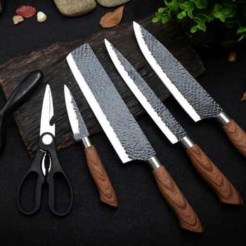 EREASTHQS Set Pisau Dapur 6in1 Gunting Peeler Pengupas Buah - ER-0588