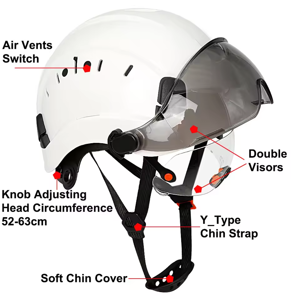 Aolamegs Helm Proyek Konstruksi K3 Safety Protection Double Visor - SF06 Gambar produk Aolamegs Helm Proyek Konstruksi K3 Safety Protection Double Visor - SF06