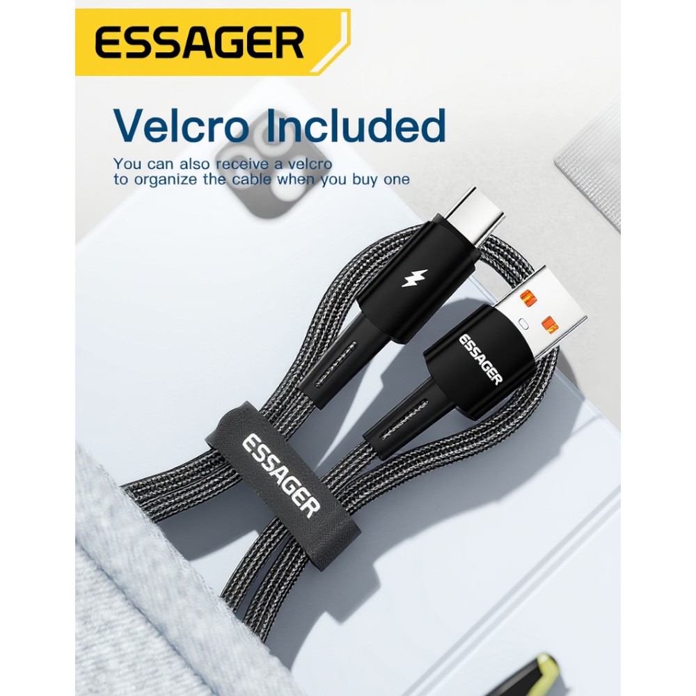 ESSAGER Kabel Data USB Type A to Type C Fast Charging 120W 6A 2M - EXC120-CG01-P Gambar produk ESSAGER Kabel Data USB Type A to Type C Fast Charging 120W 6A 2M - EXC120-CG01-P
