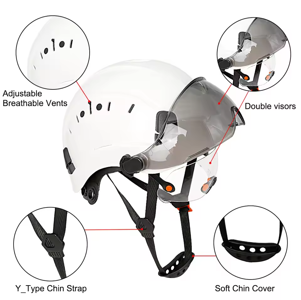 Aolamegs Helm Proyek Konstruksi K3 Safety Protection Double Visor - SF06 Gambar produk Aolamegs Helm Proyek Konstruksi K3 Safety Protection Double Visor - SF06