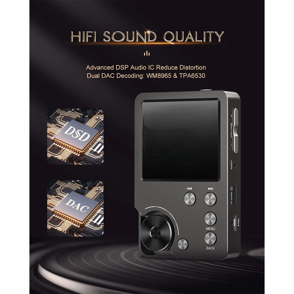 Gambar produk MECHEN MP3 Digital Audio Player HiFi Lossless 2 Inch 1500mAh 64GB - C2S