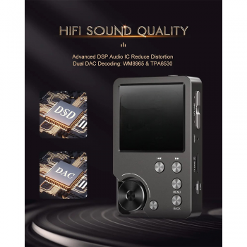 Gambar produk MECHEN MP3 Digital Audio Player HiFi Lossless 2 Inch 1500mAh 64GB - C2S