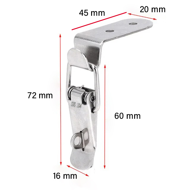 Gambar produk Taffware Kaitan Peti Grendel Koper Kabinet Spring Lock Loaded Buckle Type A - A3