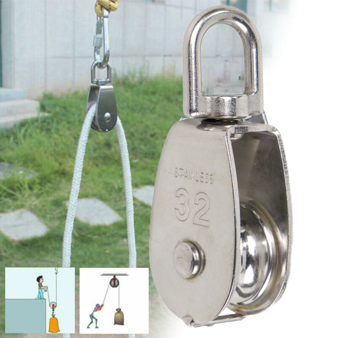 Taffware Katrol Kerekan Mini Serbaguna Swivel Pulley Stainless Steel M32 Gambar produk Taffware Katrol Kerekan Mini Serbaguna Swivel Pulley Stainless Steel M32