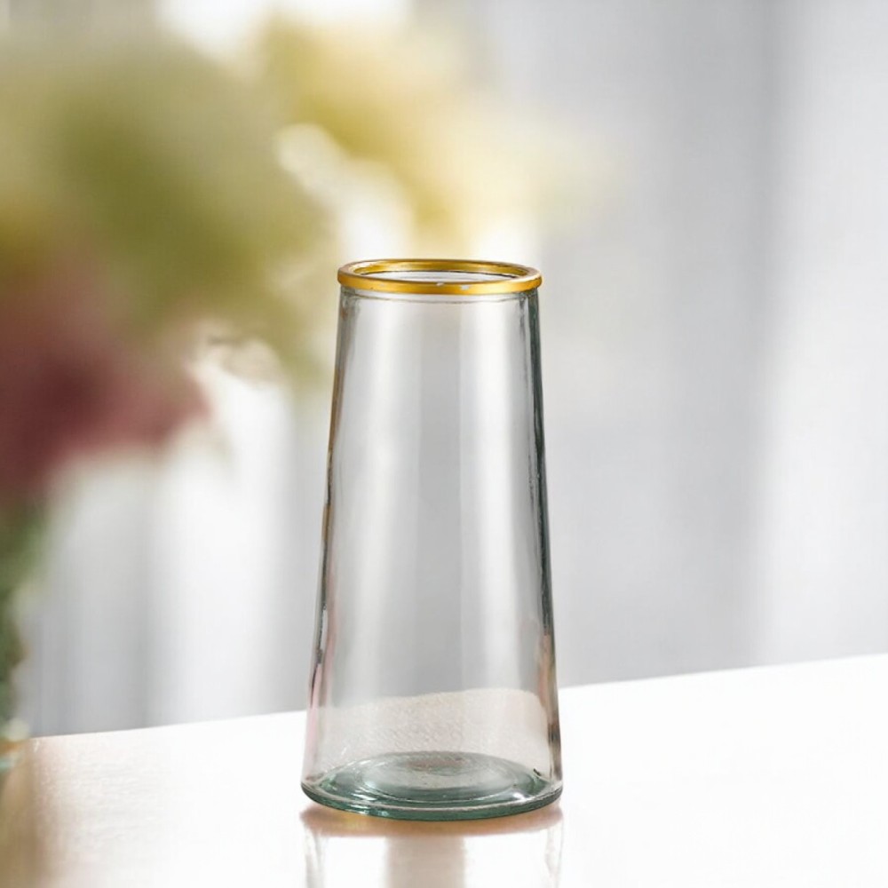 QINTONG Vas Bunga Kaca Silinder Smooth Nordic Simple Glass Vase - QT072 Gambar produk QINTONG Vas Bunga Kaca Silinder Smooth Nordic Simple Glass Vase - QT072
