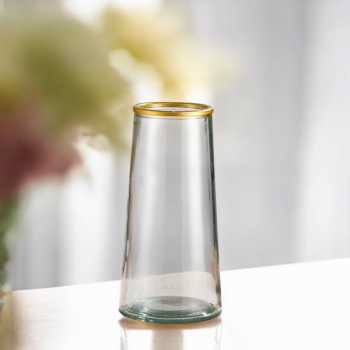 Gambar produk QINTONG Vas Bunga Kaca Silinder Smooth Nordic Simple Glass Vase - QT072