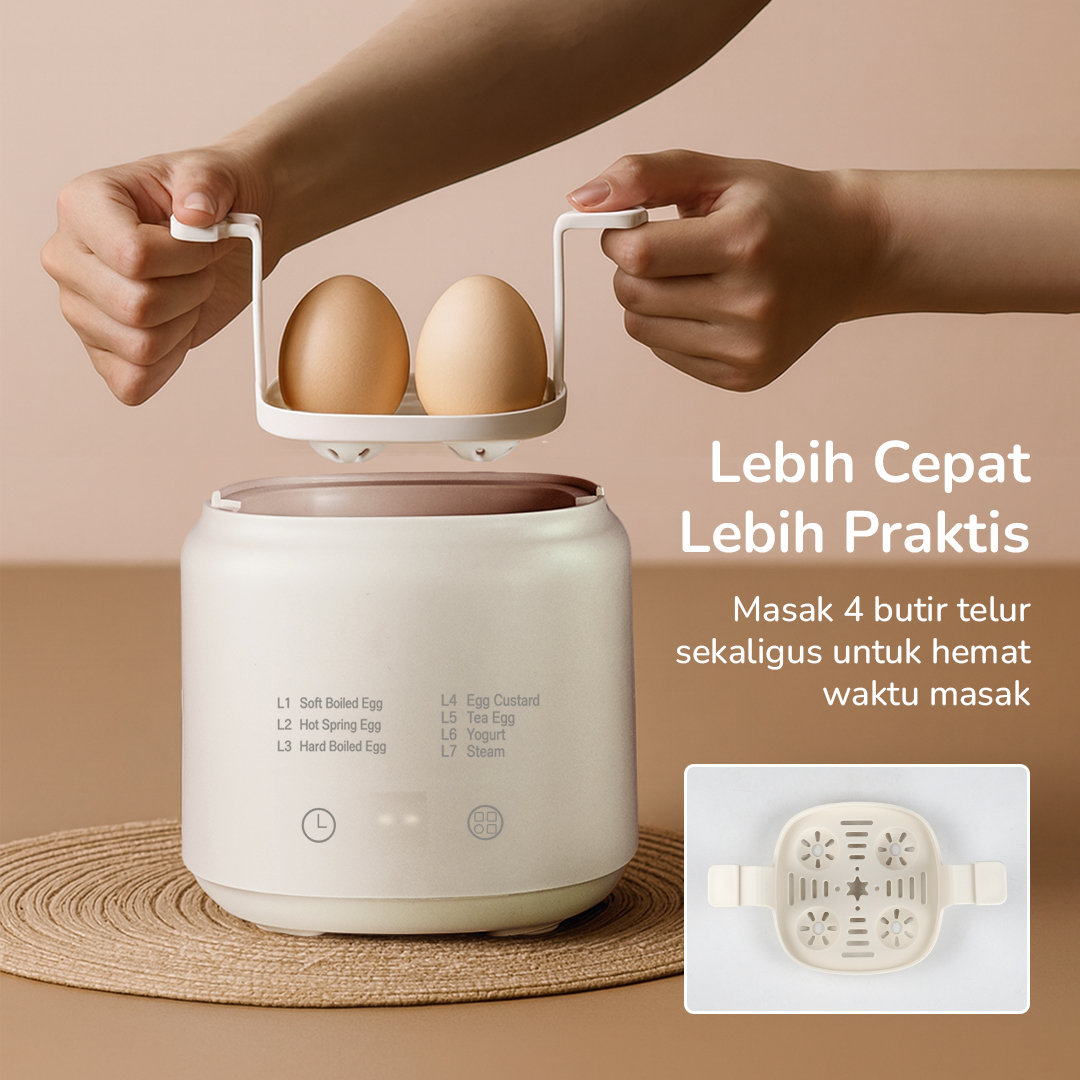 Gambar produk ONE MORE Alat Rebus Telur Elektrik Mini 4 Slot Egg Steamer 220V 300W - LG-803