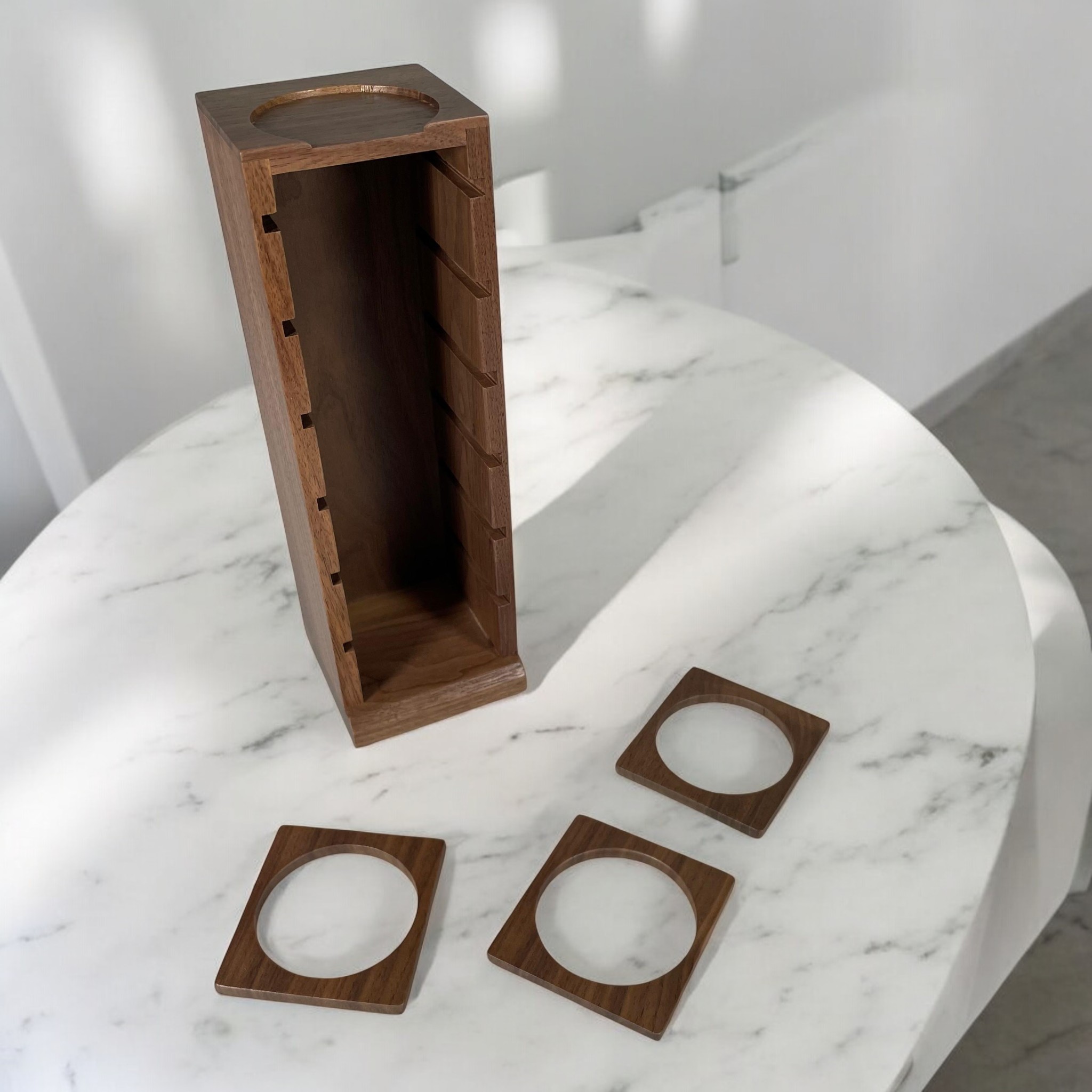 RIO Holder Basket Portafilter Storage Rack Suitable Walnut - R-58 Gambar produk RIO Holder Basket Portafilter Storage Rack Suitable Walnut - R-58