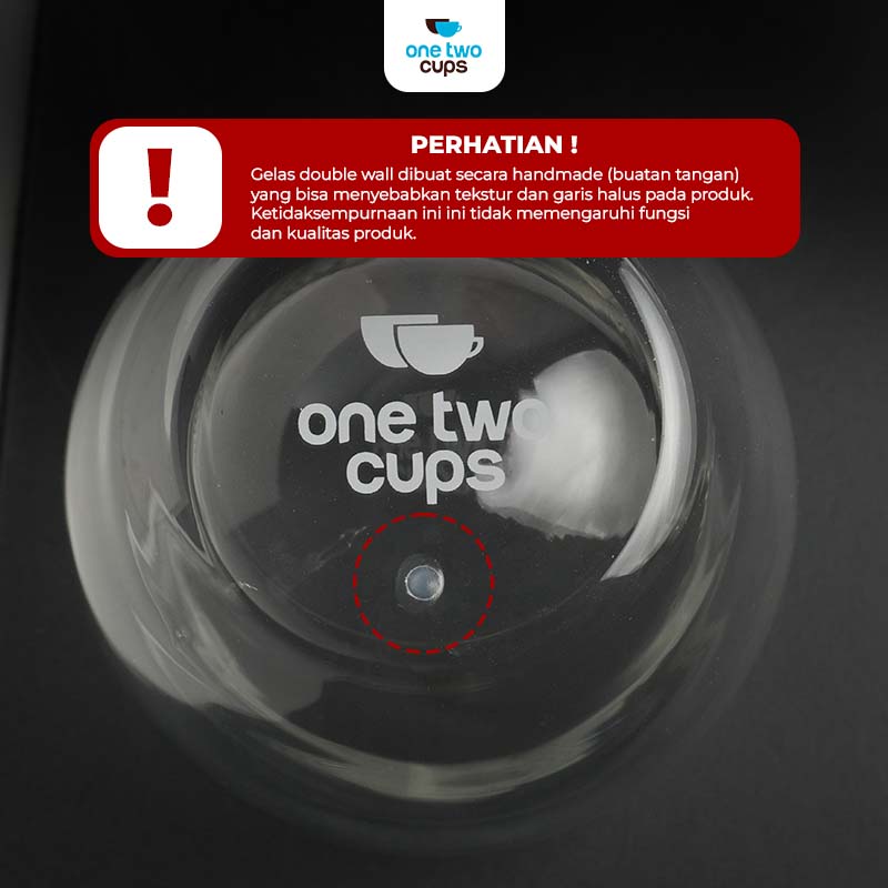 Gambar produk One Two Cups Gelas Kaca Aesthetic Tahan Panas Double Wall Glass 350ml - PLY1704