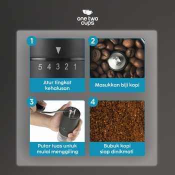 One Two Cups Alat Penggiling Kopi Manual Coffee Grinder Adjustable - G5 Gambar produk One Two Cups Alat Penggiling Kopi Manual Coffee Grinder Adjustable - G5