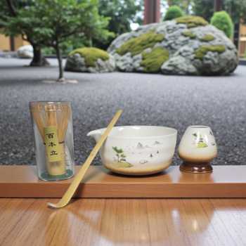 Gambar produk BeauOCS Matcha Set Chawan Chasen Stand Chashaku Ceramic 500ml 4 PCS - BS13