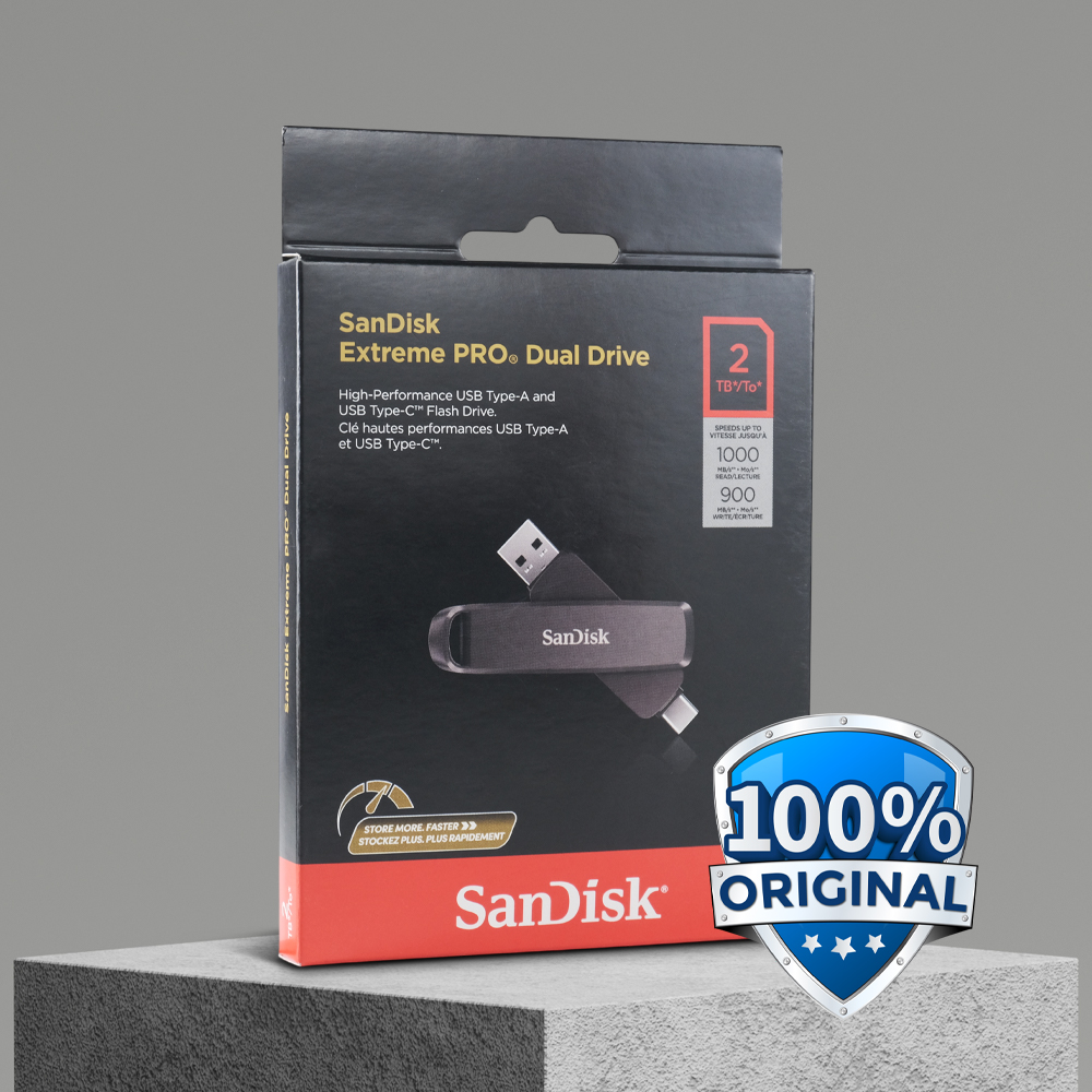 Gambar produk SanDisk Extreme PRO USB Dual Drive Up to 1000MB/s USB Type-C USB3.2 2TB - SDDDE1