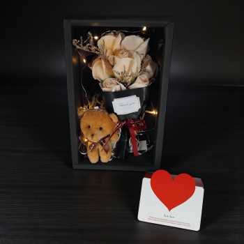 WS Buket Bunga Sabun Mawar Boneka LED String Soap Rose Valentine Gift - WS-07