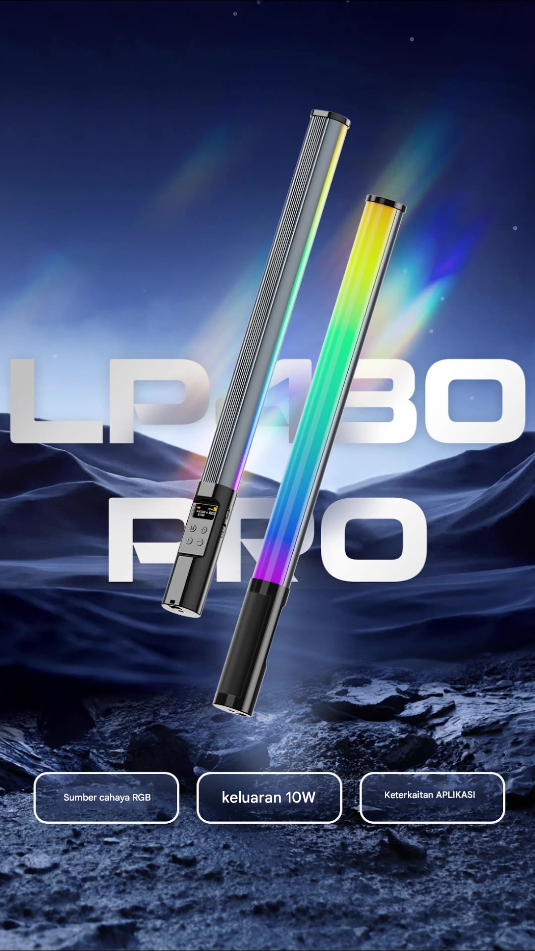 Gambar produk LIYADI Lampu Fotografi LED Portabel RGB Tube Light 10W 9900K - LP430 PRO