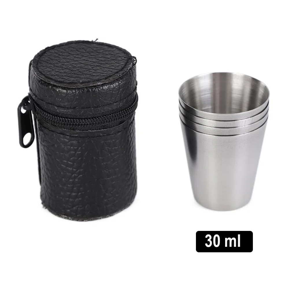 CTRAV Set Gelas Camping Stainless Steel 201 Travel Cups 30ml 4 PCS - CT009 Gambar produk CTRAV Set Gelas Camping Stainless Steel 201 Travel Cups 30ml 4 PCS - CT009