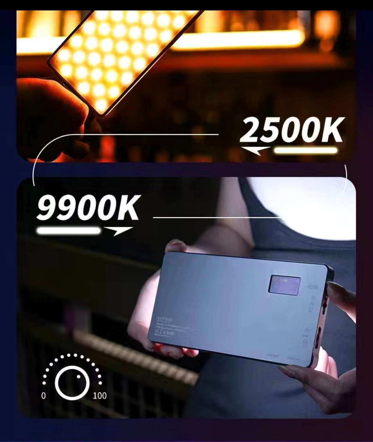 Gambar produk LIYADI Lampu Fotografi LED Portabel RGB OLED Panel Light 10W 9900K - LR135 PRO
