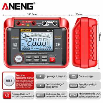 Gambar produk ANENG Digital Megohmmeter Multifungsi Voltage Tester 2500V - MH13