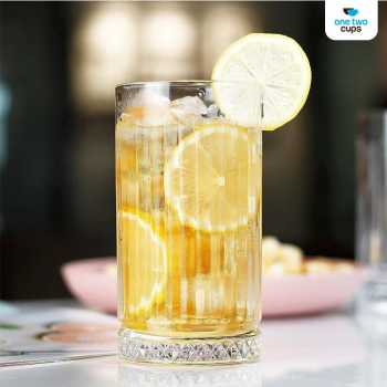 Gambar produk One Two Cups Gelas Kaca Aesthetic Kopi Teh Striped Crystal Glass 445ml - EL-45