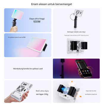 Gambar produk LIYADI Lampu Fotografi LED Portabel RGB Panel Light 100W 9900K - P100C
