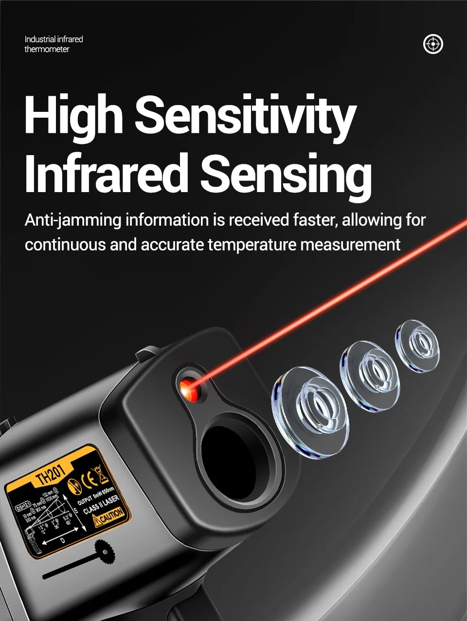 ANENG Termometer Industrial Digital Thermogun Infrared LCD Backlit - TH201 Gambar produk ANENG Termometer Industrial Digital Thermogun Infrared LCD Backlit - TH201