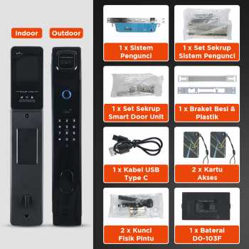 Gambar produk Joneytech Smart Door Lock Fingerprint Face Recognition App Intercom - B01RL-DJ