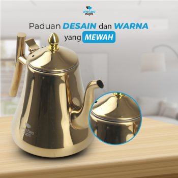 Gambar produk One Two Cups Teko Teh Stainless Steel Saringan Teapot 1.6L - HS4012