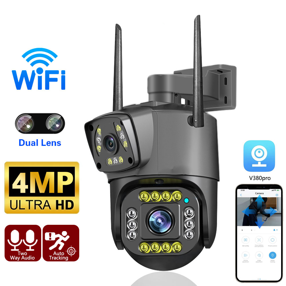 Gambar produk V380 Pro Kamera CCTV Dual Lens Outdoor Two Way Audio WiFi IP66 4MP - IPC-V380-V10