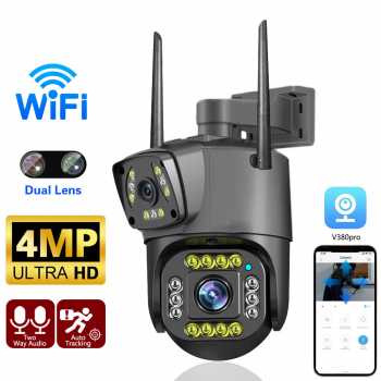 Gambar produk V380 Pro Kamera CCTV Dual Lens Outdoor Two Way Audio WiFi IP66 4MP - IPC-V380-V10