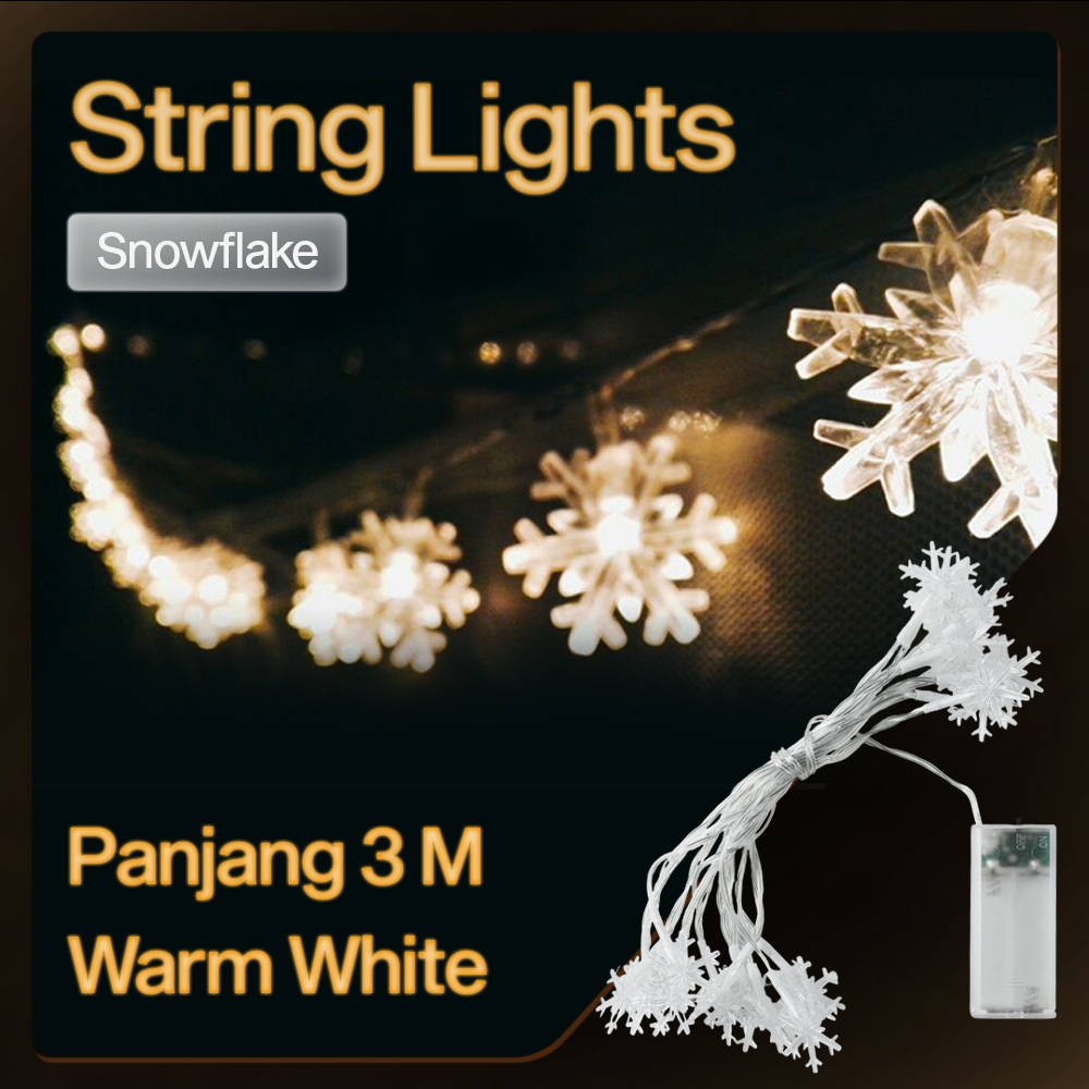 Gambar produk Lampu Hias String Lights Snowflake Christmas Decoration Battery 20 LED - HH-002