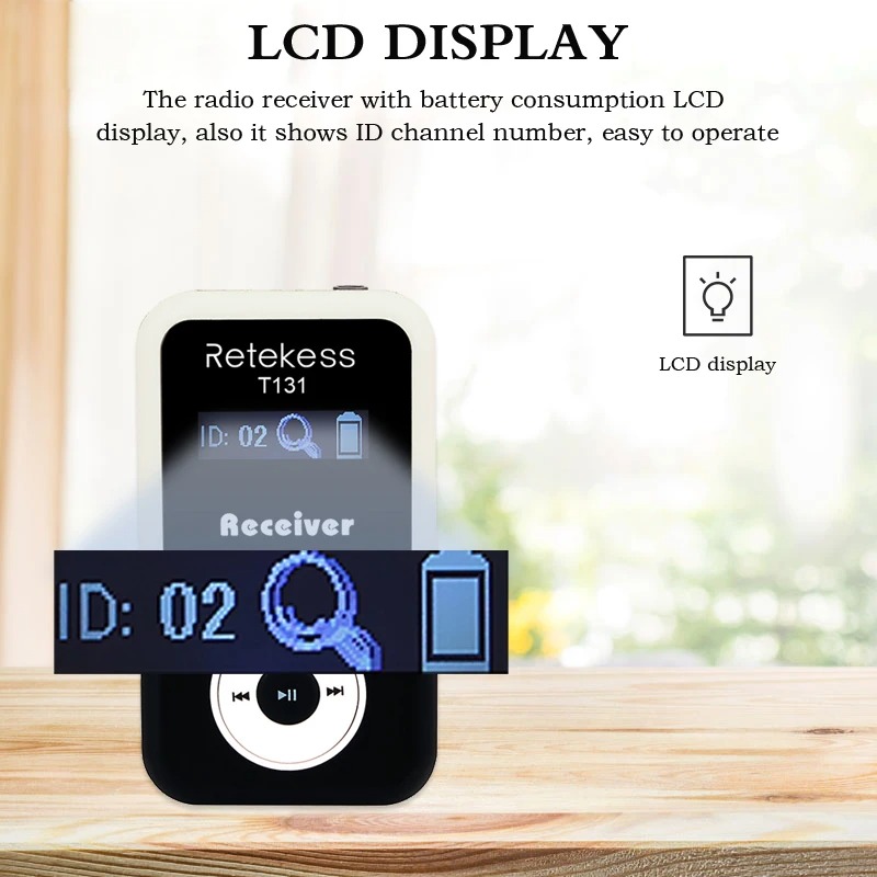 RETEKESS Audio Tour Guide Wireless Receiver 600mAh with Earphone - T131 Gambar produk RETEKESS Audio Tour Guide Wireless Receiver 600mAh with Earphone - T131